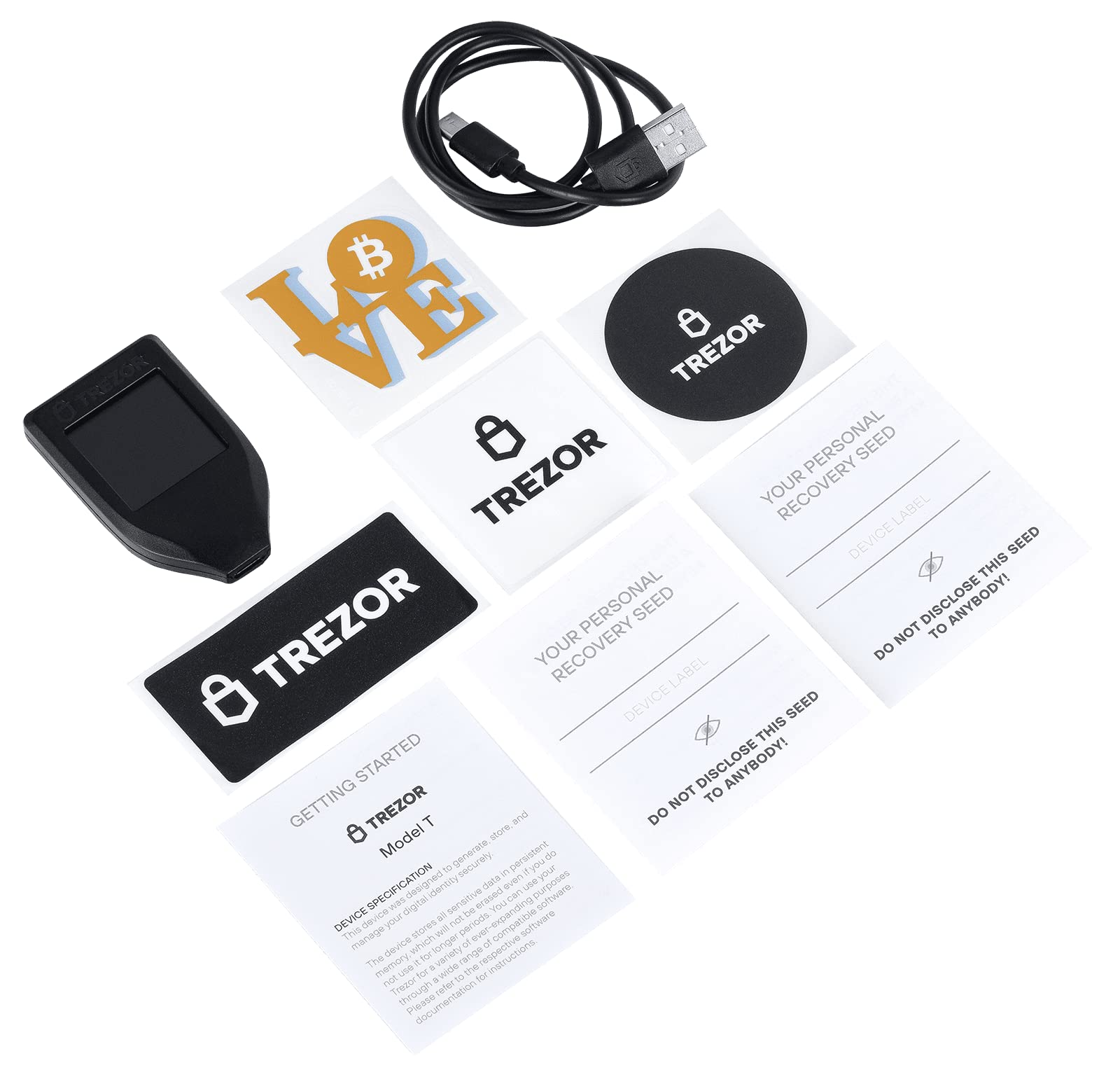 Trezor Model T Black Crypto Hardware Wallet - LCD Touchscreen for Bitcoin & 1000+ Coins - Maximum Security